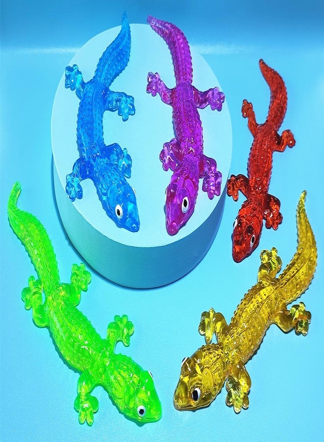 Ganjiang 5Pack Super Stretch Sticky Lizard Mochi Squishy Toys,Soft Stress Relief Fidget Toys, Goodie Bag Stuffers,Classroom Prizes,Birthday Gifts,Party Favors (Transparency Series) - Image 3